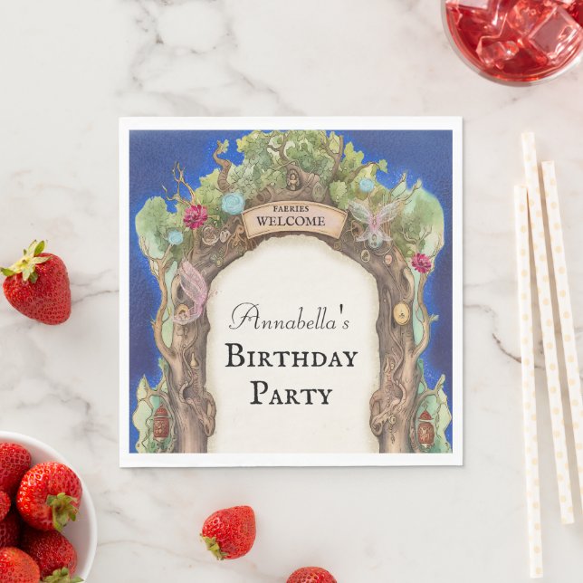 Guardanapo De Papel Jardim de Leite Florestal Encantado no Céu Noturno (Insitu)