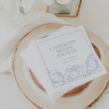 Jardim de Peônias Bridal Shower Floral Azul Empoei