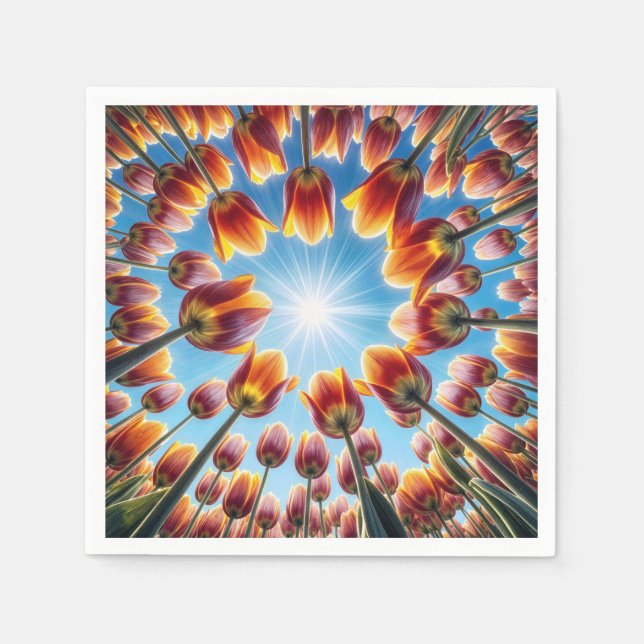 Guardanapo De Papel Jardim De Tulipas Neerlandês Ao Sol (Frente)