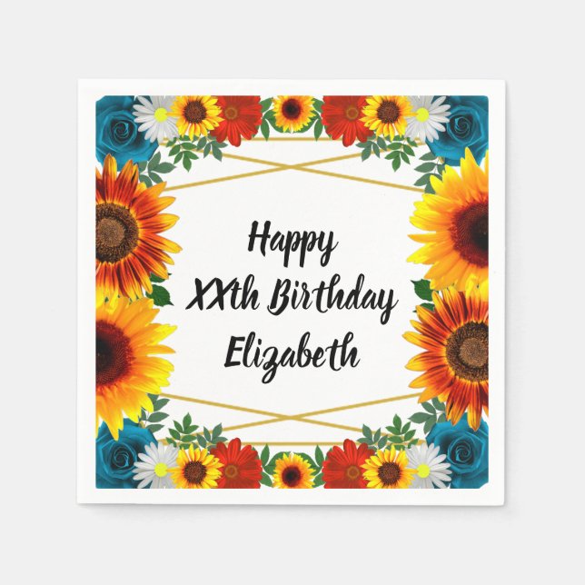 Guardanapo De Papel Jardim de Verão Floral Napkins Geométrico (Frente)