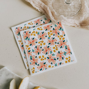 Guardanapo De Papel Jardim Floral Aquarela Rosa