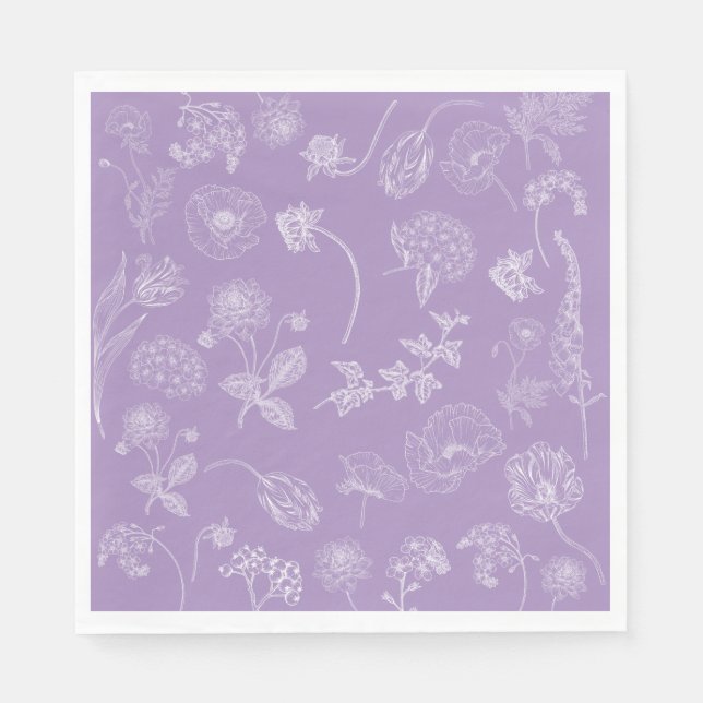 Guardanapo De Papel Jardim Floral de Lavanda Lilac Elegante (Frente)