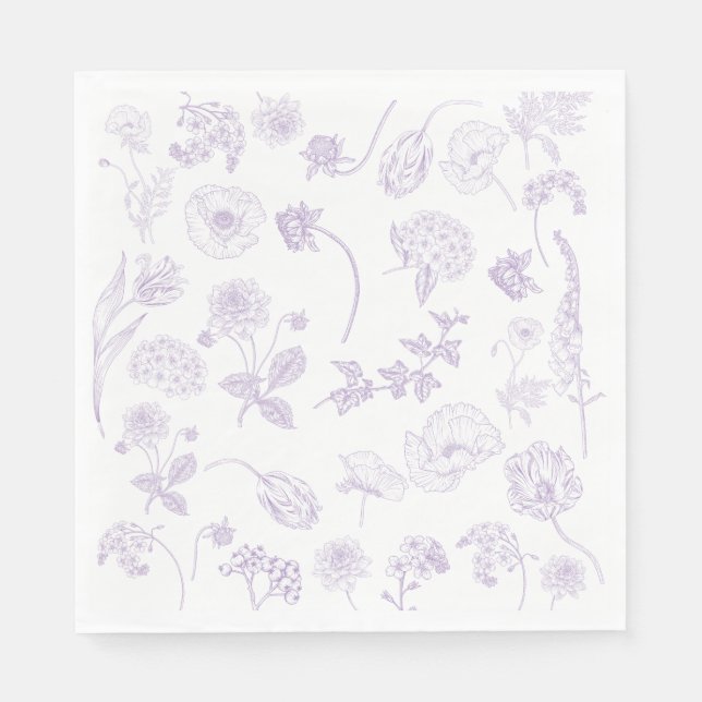 Guardanapo De Papel Jardim Floral de Lavanda Lilac Elegante (Frente)
