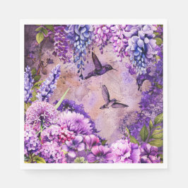 Guardanapo De Papel Jardim Floral Napkin Hummingbird Wisteria