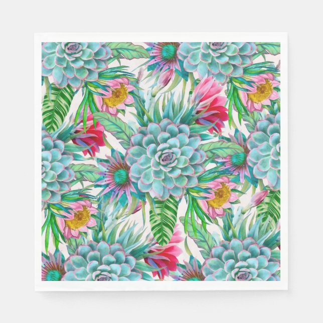 Guardanapo De Papel Jardim tropical suculento (Frente)