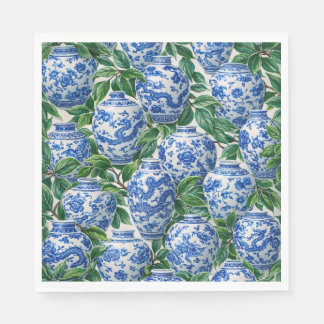 Guardanapo De Papel Jarra de Gengibre em Porcelana Azul Chinesa