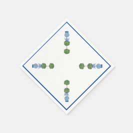 Guardanapo De Papel Jarras de Gengibre Azul com Trepadeira em Topiaria