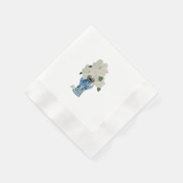Guardanapo De Papel Jarro de Gengibre Pintado de Azul e Branco