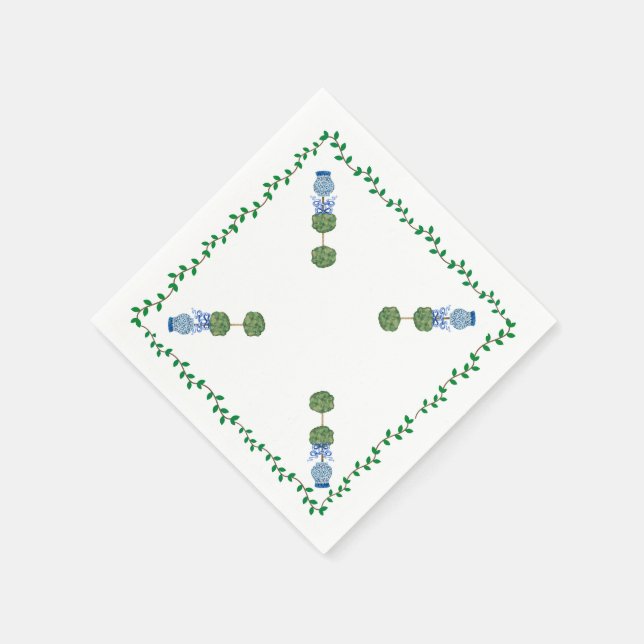 Guardanapo De Papel Jars Jar Topiary Vine Clokin Azul (Canto)