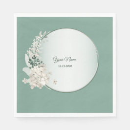 Guardanapo De Papel Jasmine Floral Green Geometric Wedding Party