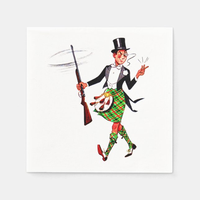 Guardanapo De Papel jaunty Scotsman com espingarda (Frente)