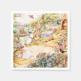 Guardanapo De Papel Jemima Puddle Duck caminhando com o Sr. Fox