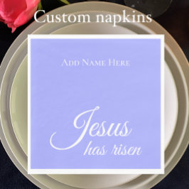 Guardanapo De Papel Jesus Aumentou a Páscoa Cristã Roxa Personalizada