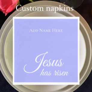 Guardanapo De Papel Jesus Aumentou a Páscoa Cristã Roxa Personalizada