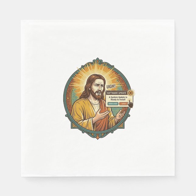 Guardanapo De Papel Jesus Irritante Atualização de Software Pop Up Hum (Frente)