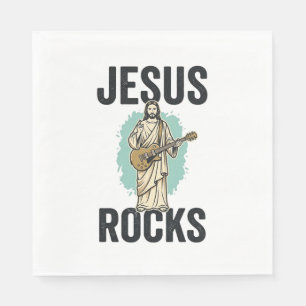 Guardanapo De Papel Jesus Rocks Guitar Entalhe Cristão Vintage Des
