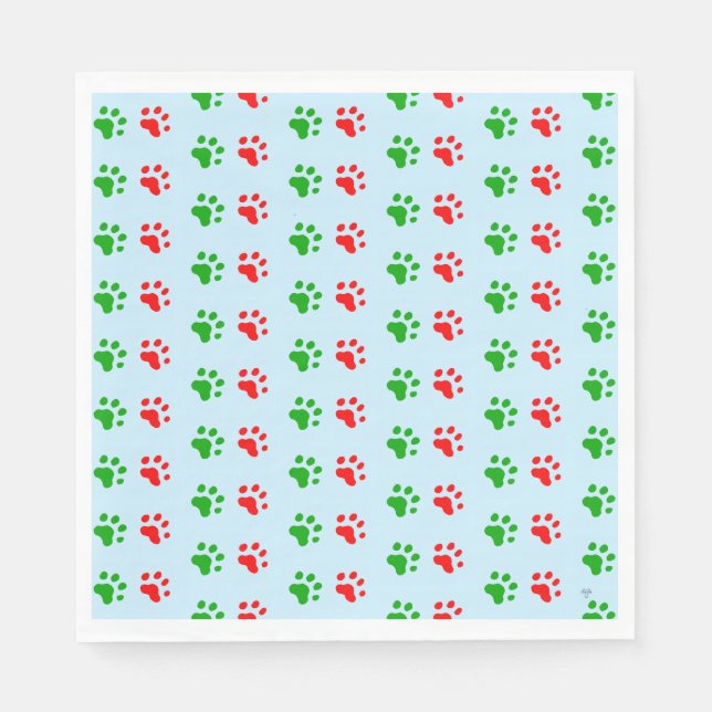Guardanapo De Papel Jingle Claws Holiday Pawprint Kids Party (Frente)