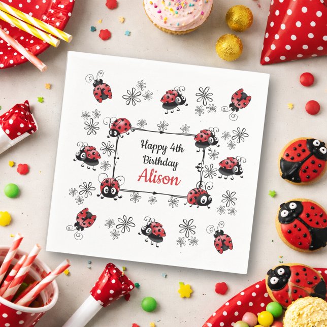 Guardanapo De Papel Joaninhas Caprichosas de Aniversário (Criador carregado)