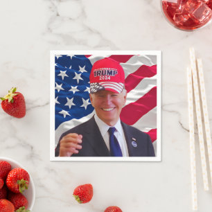 Guardanapo De Papel Joe biden Vestindo Um Chapéu De Trump