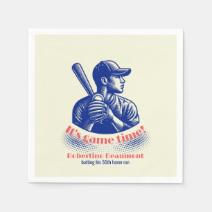 Guardanapo De Papel Jogador de Beisebol Azul Vintage Aniversário de 50
