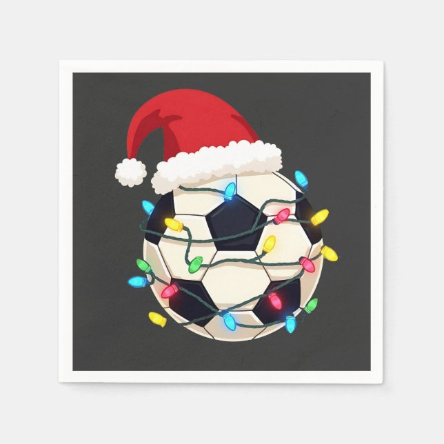 Guardanapo De Papel Jogador de futebol molhado em luzes de Natal (Frente)