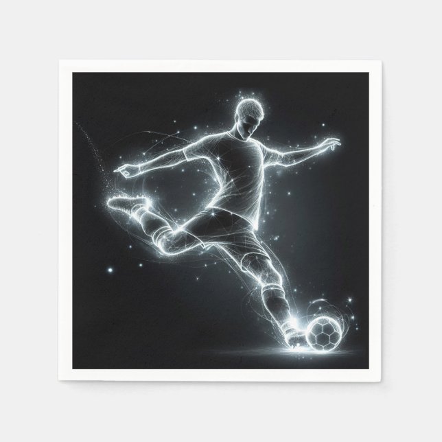 Guardanapo De Papel Jogador De Futebol Neon A Preto (Frente)