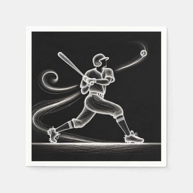 Guardanapo De Papel Jogador Neon Baseball Trocando Um Bat (Frente)