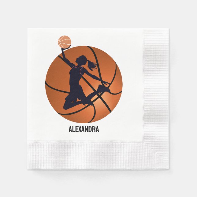 Guardanapo De Papel Jogadora de basquete, Aniversário de Basquete (Frente)