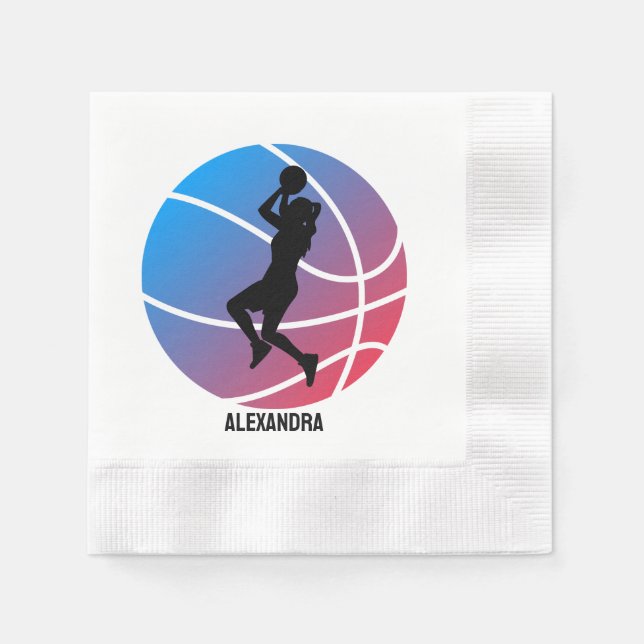 Guardanapo De Papel Jogadora de basquete, Aniversário de Basquete (Frente)