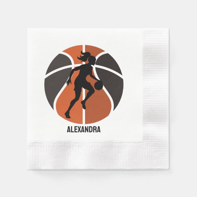 Guardanapo De Papel Jogadora de basquete, Aniversário de Basquete (Frente)