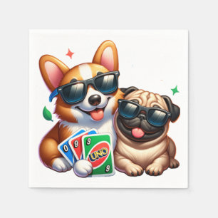 Guardanapo De Papel Jogo de Cartão Corgi e Pug Uno
