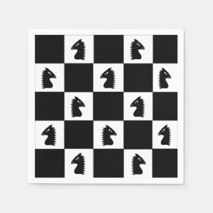 Guardanapo De Papel Jogo de Xadrez do Cavalo Preto