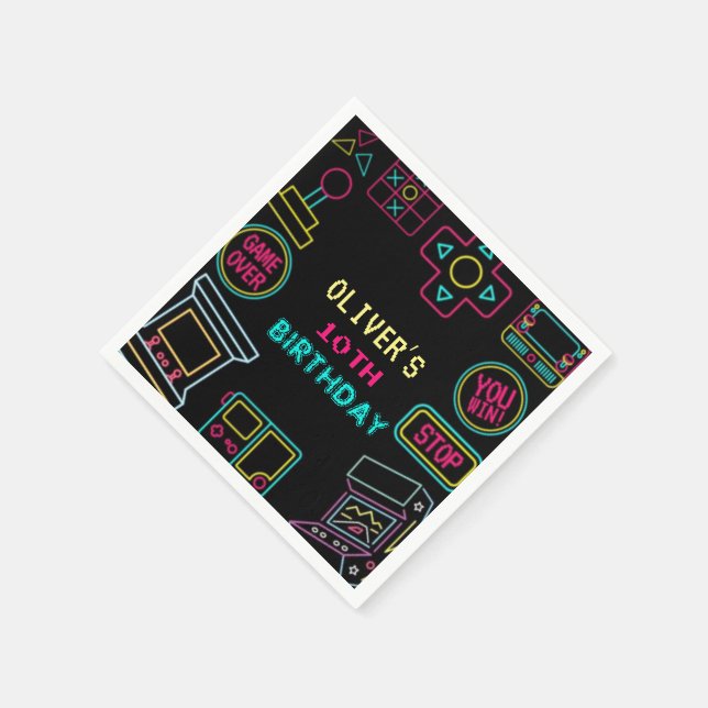 Guardanapo De Papel Jogos de arcade de neon para qualquer ano de anive (Canto)