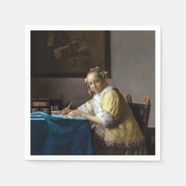Guardanapo De Papel Johannes Vermeer - A Lady escrevendo uma Carta (Frente)