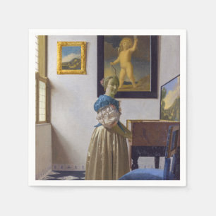 Guardanapo De Papel Johannes Vermeer - Dama de pé em uma Virgínia