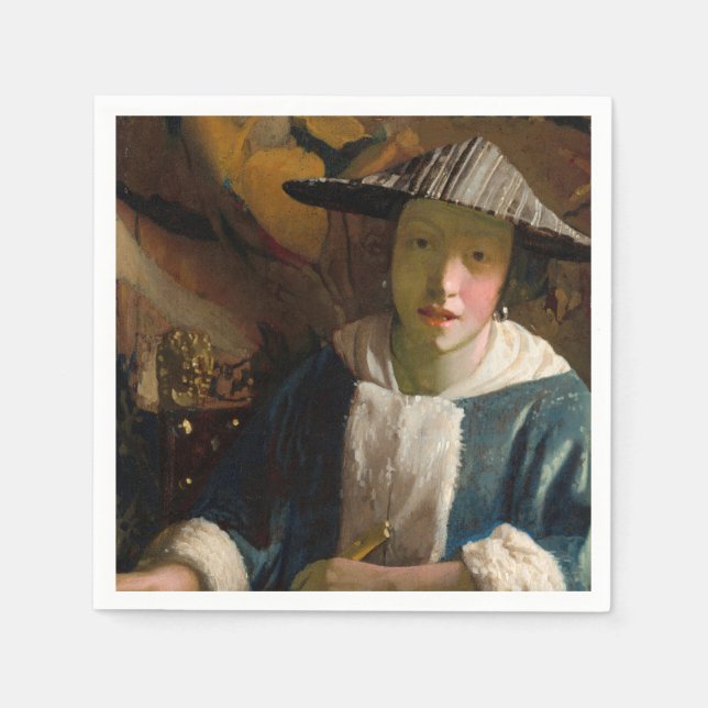 Guardanapo De Papel Johannes Vermeer - Garota com flauta (Frente)