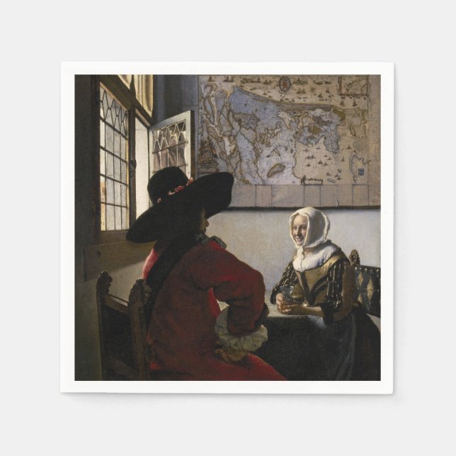 Guardanapo De Papel Johannes Vermeer - Oficial com uma Garota Rindo (Frente)
