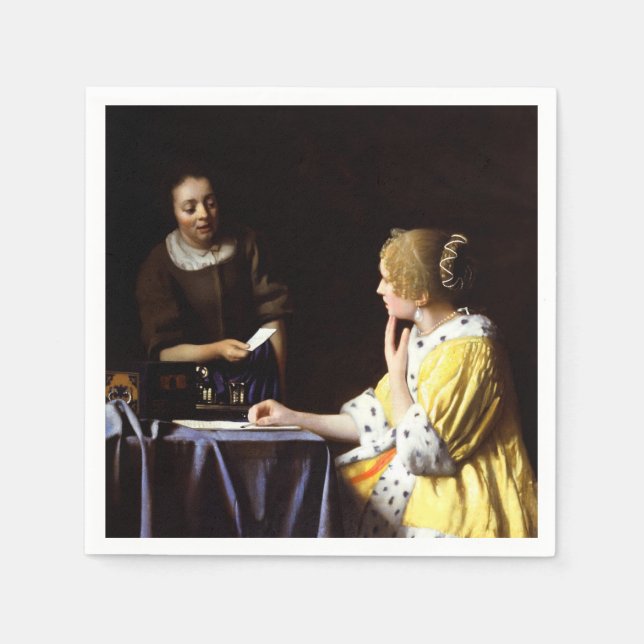 Guardanapo De Papel Johannes Vermeer - Senhora e Maid (Frente)