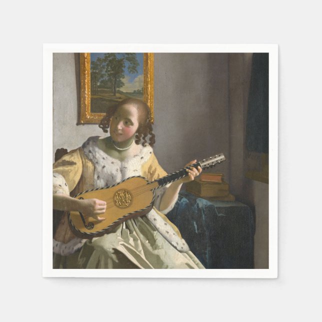 Guardanapo De Papel Johannes Vermeer - Tocador de Violão (Frente)