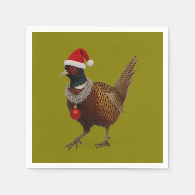 Guardanapo De Papel Jolly Pheasant Christmas paper party napkins (Frente)