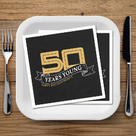 Guardanapo De Papel Jovem faixa de 50 anos preto e Dourado 50º anivers