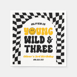 Guardanapo De Papel Jovem Selvagem e Três Festa de Aniversário Retro T