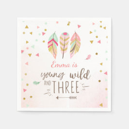 Guardanapo De Papel Jovem selvagem e três Papel Napkin Dourada Garota 