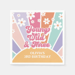 Guardanapo De Papel jovem selvagem três Retro Sunshine Rainbow Daisy