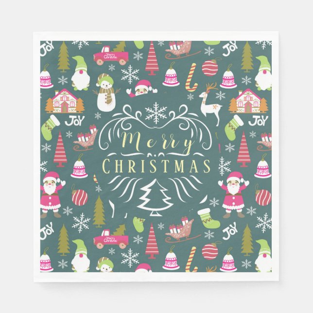 Guardanapo De Papel Joy Christmas Green (Frente)