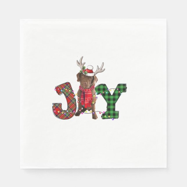 Guardanapo De Papel Joy Christmas Lights Chesapeake Bay Retriever Dog (Frente)