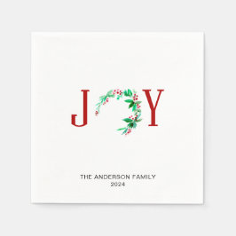 Guardanapo De Papel Joy Christmas Wreath Holiday Watercolor Minimalist
