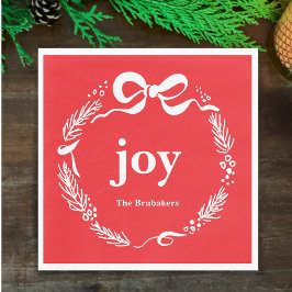 Guardanapo De Papel Joy Custom Red Modern Original Bow Christmas