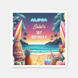 Guardanapo De Papel Joy hula Luau Surf aloha hawaiian primeiro anivers