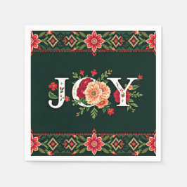 Guardanapo De Papel JOY natal borda floral